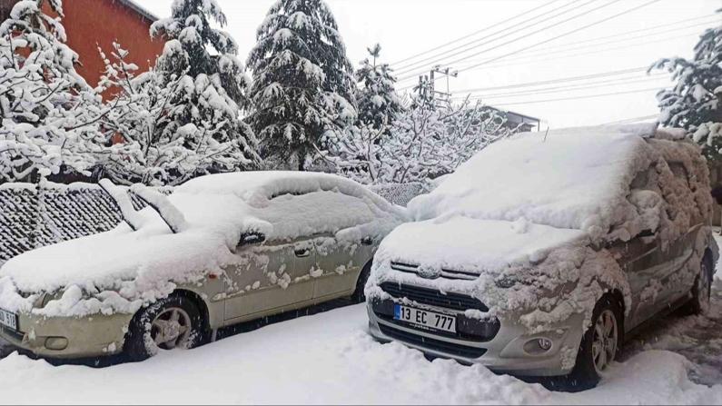 Ahlat ta yoğun kar yağışı