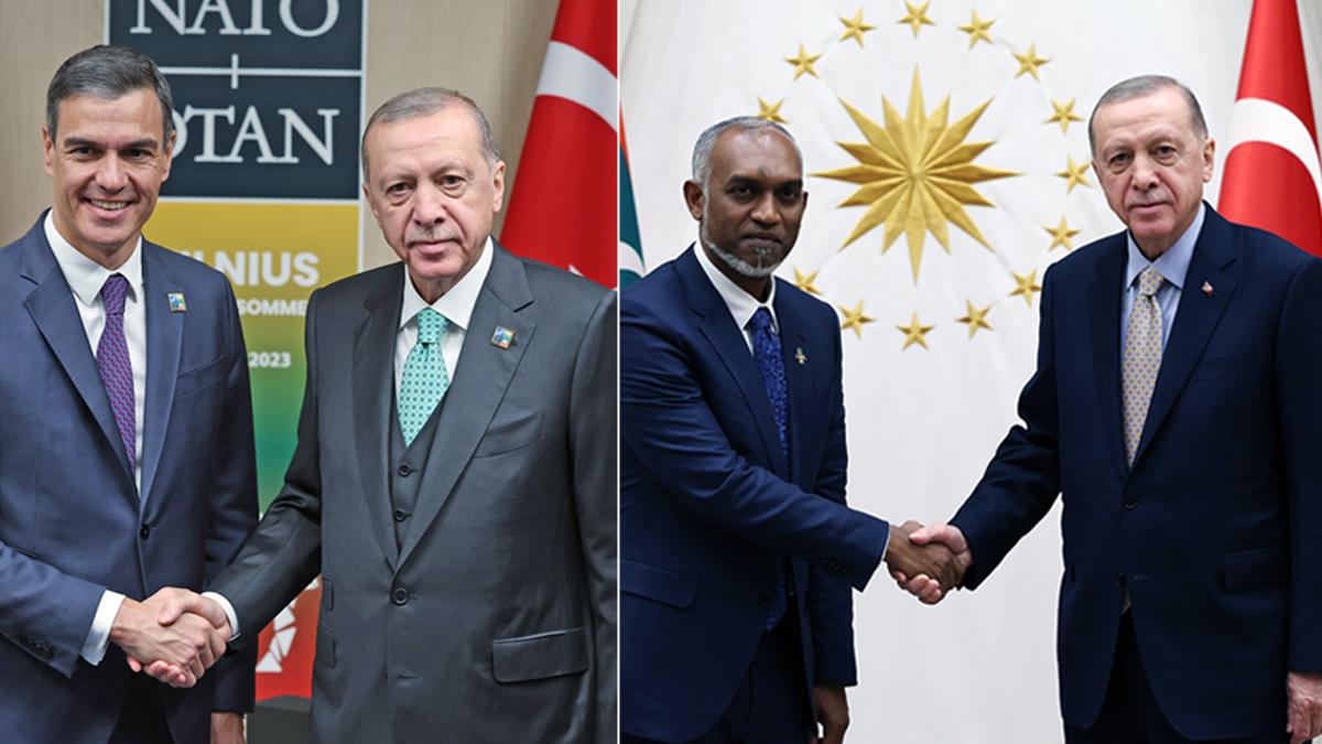 Cumhurbaşkanı Erdoğan'dan 'Gazze diplomasisi': Maldivler Cumhurbaşkanı ve İspanya Başbakanı ile görüştü