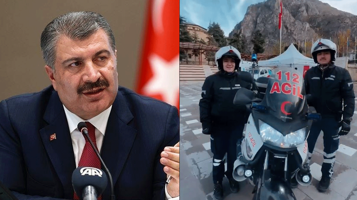 Bakan Koca paylaştı: Sağlık çalışanı çift, motosiklet ambulans ile hayat kurtarıyor!