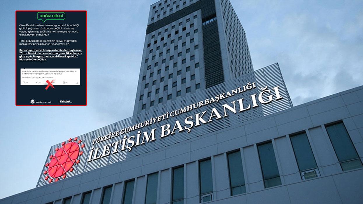 İletişim Başkanlığı: Cizre Devlet Hastanesi ve morgu sivillere kapatıldı iddiası doğru değil