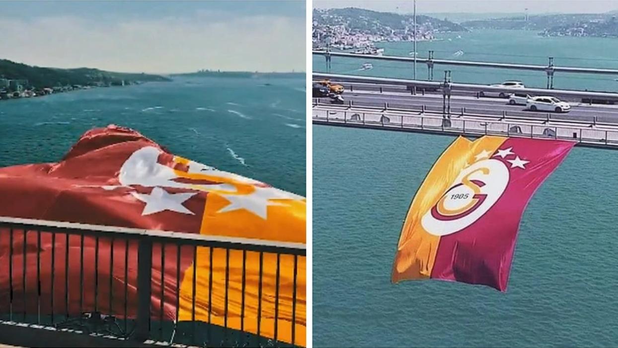 Şampiyon Galatasaray'ın bayrağı İstanbul Boğazı'nda dalgalandı