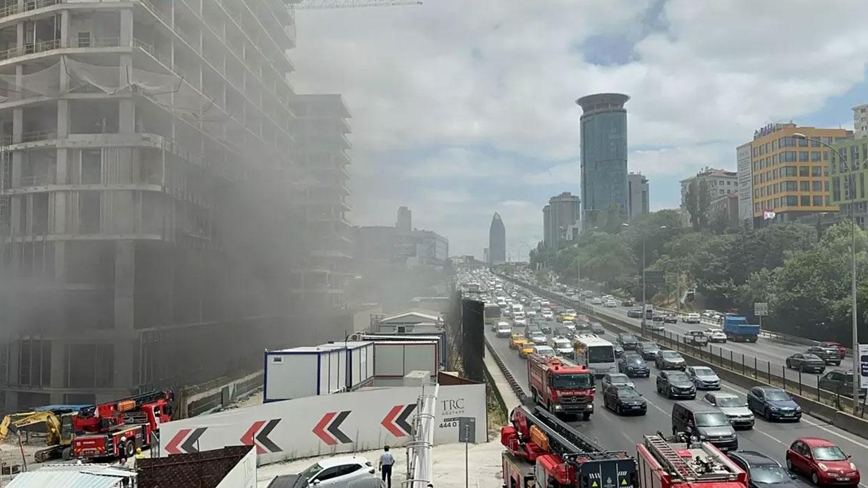 Ataşehir'de inşaat halindeki bina yangın