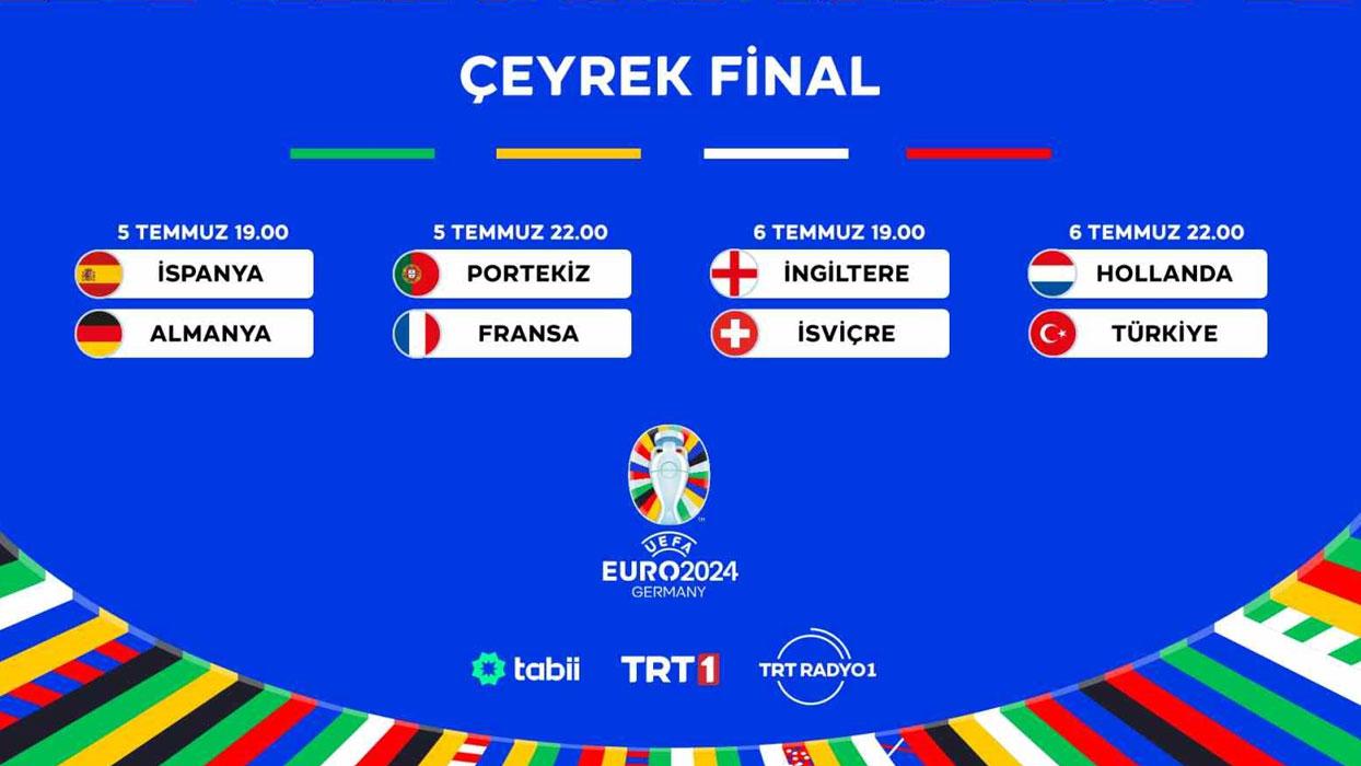 EURO 2024'te çeyrek final heyecanı TRT ekranlarında