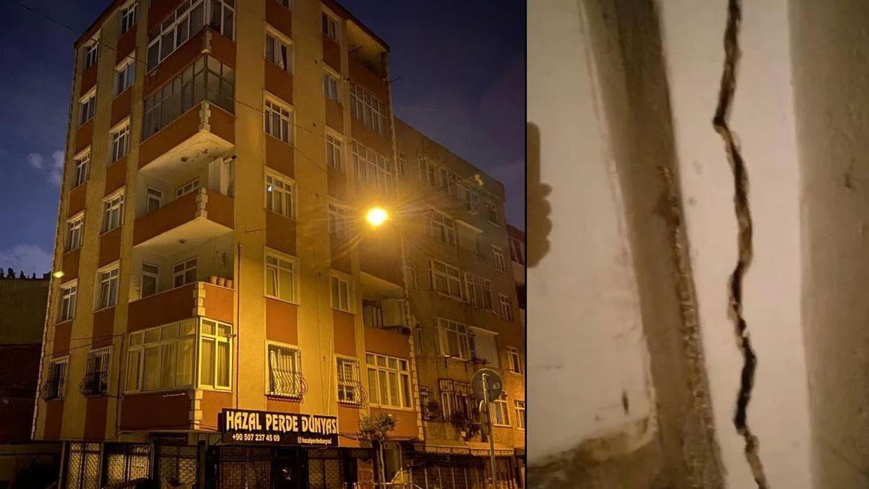 İstanbul'da çatlaklar oluşan 6 katlı bina boşaltıldı