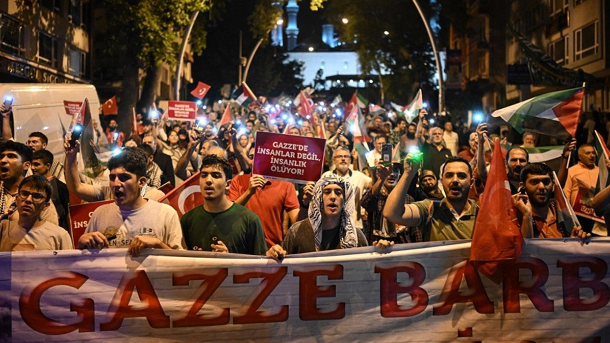 Ankara'da İsrail'in Gazze'ye yönelik saldırılarını protesto için yürüyüş düzenlendi