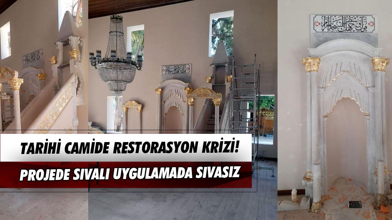 Kaş Belediyesi, cami restorasyonunda kök boyalar yerine altın varak kullandı