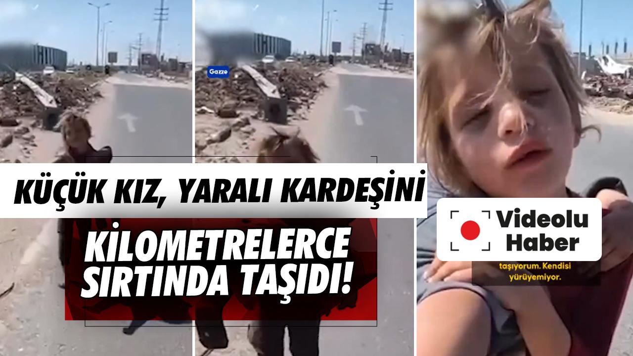 Gazze'de dram! Küçük kız, yaralı kardeşini kilometrelerce omzunda taşıdı