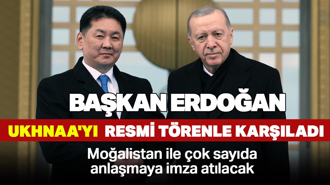 Cumhurbaşkanı Erdoğan, Ukhnaa'yı resmi törenle karşıladı