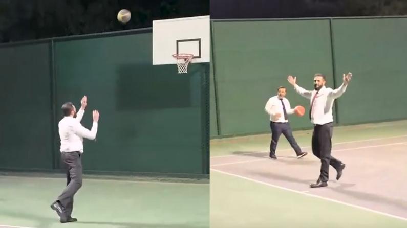 Şam'da siyasete basketbol arası! Şara ve Şeybani'nin dostane görüntüleri dikkat çekti