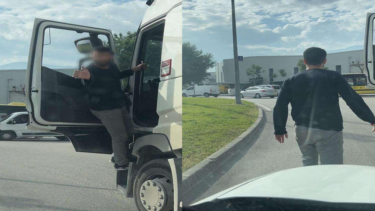 Tartışma kavgaya dönüştü: Aracından inen tır sürücüsünden çirkin hareketler