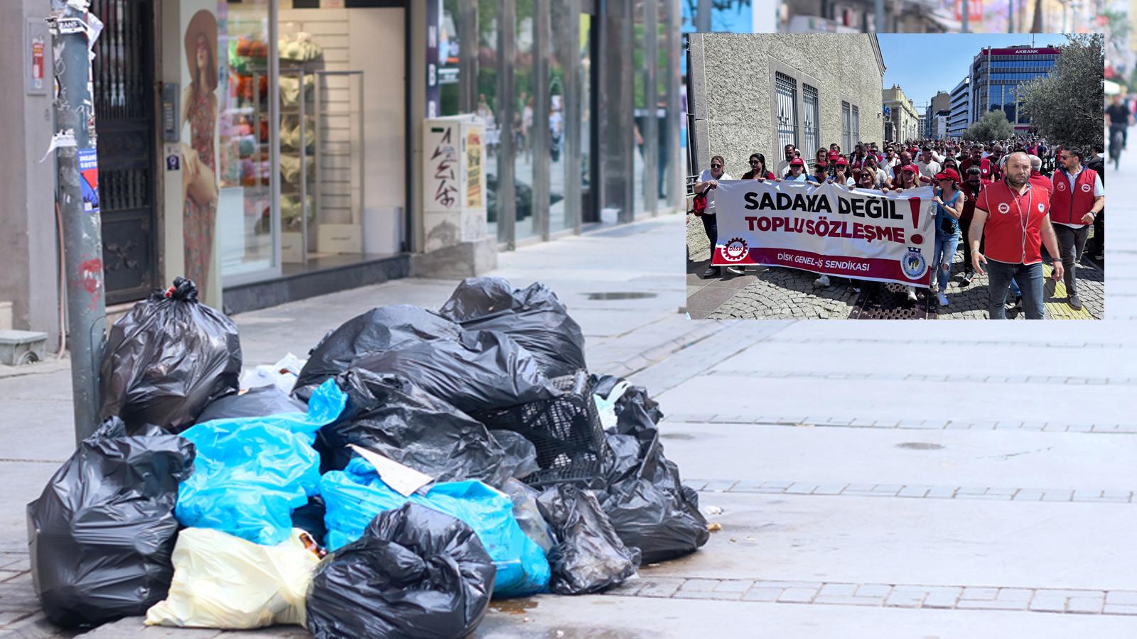 İzmir'de işçi grevi ulaşımı felç etti, cadde ve sokaklar çöp yığınına döndü