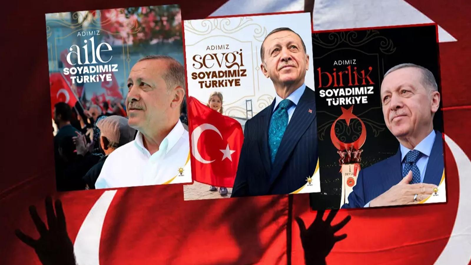 Cumhurbaşkanı Erdoğan'ın Türkiye vurgulu afişleri Bakanlar tarafından paylaşıldı