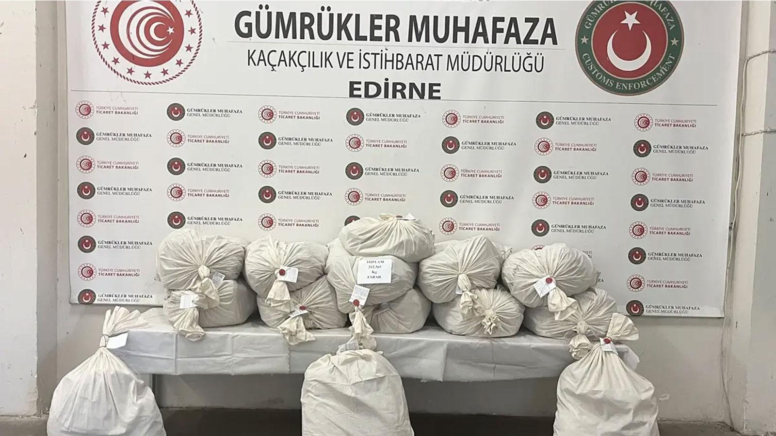 Edirne'de Kapıkule Sınırında 212 kilo uyuşturucu yakalandı!