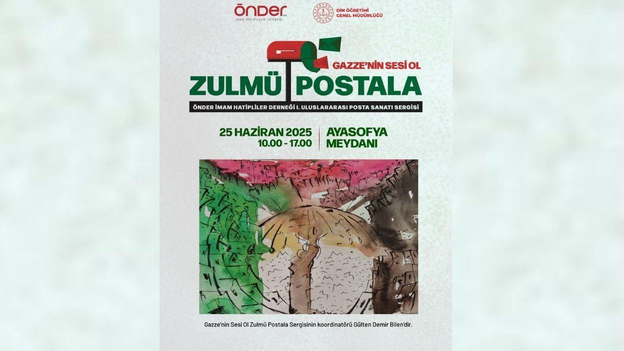 "Gazze'nin sesi ol zulmü postala" resim sergisi Ayasofya'da