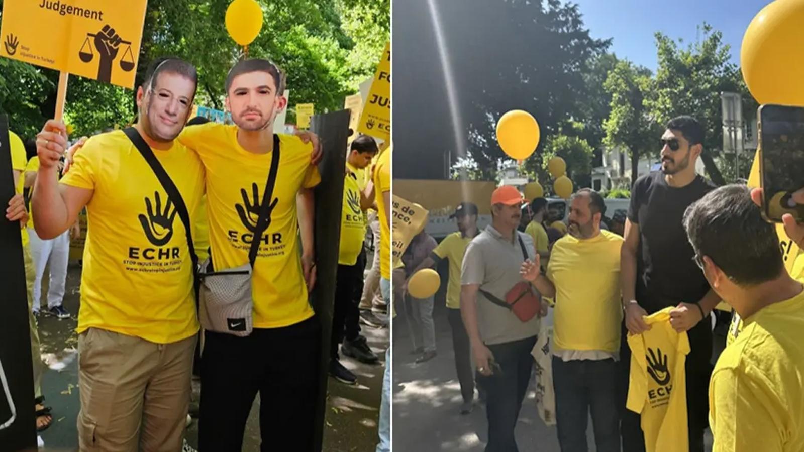 Fransa'da FETÖ'cüler İmamoğlu maskesi takarak AİHM'de eylem yaptı
