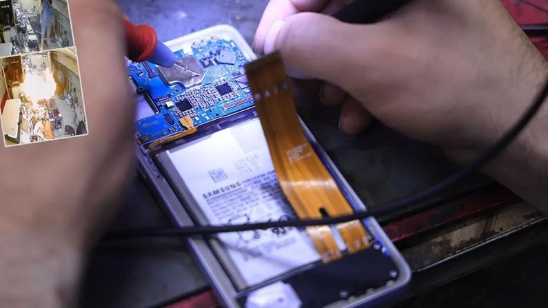 Cep telefonu bomba gibi patladı... O anlar güvenlik kamerasında
