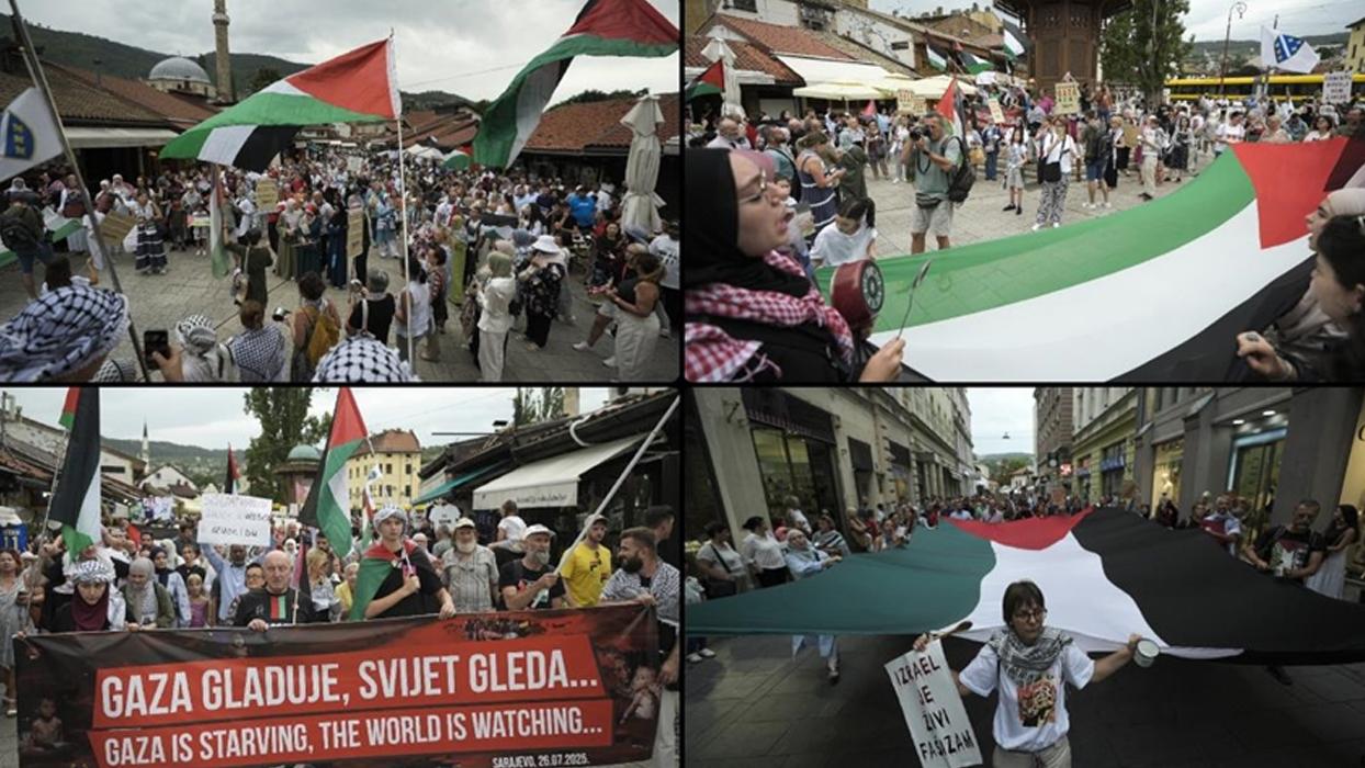Saraybosna'da Gazze'deki insani duruma dikkati çekmek için yürüyüş düzenlendi