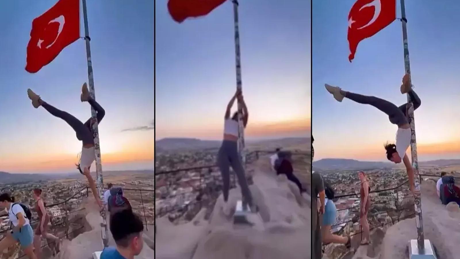 Türk bayrağına büyük saygısızlık! Uygunsuz hareket için soruşturma başlatıldı