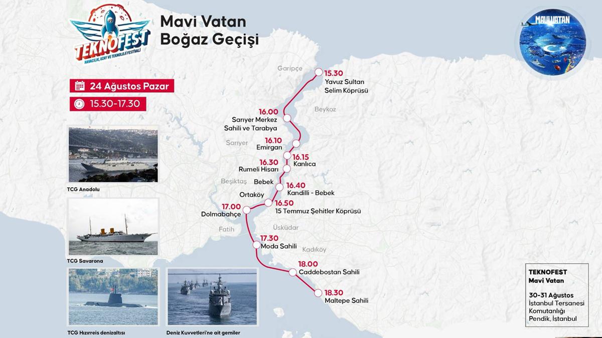 İstanbul Boğazı 24 Ağustos'ta milli gururla dalgalanacak: TEKNOFEST Mavi Vatan Boğaz Geçişi