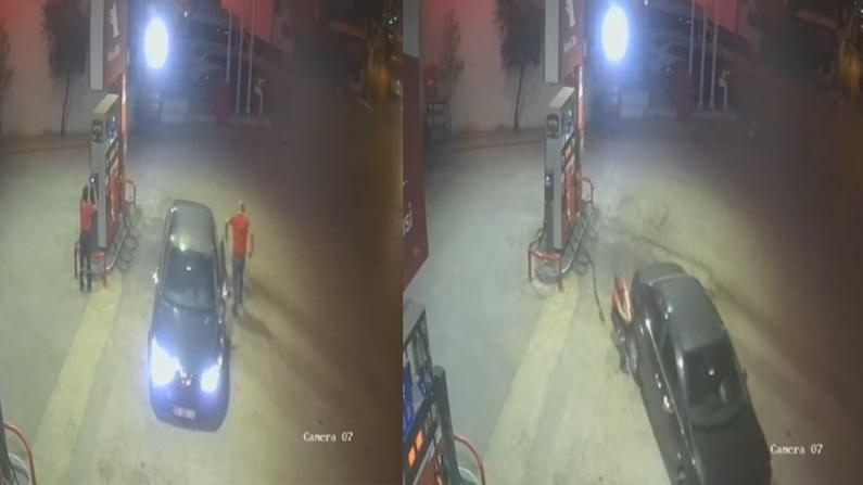 Bursa'da otomobil kendiliğinden hareket etti, pompacı panik yaşadı!