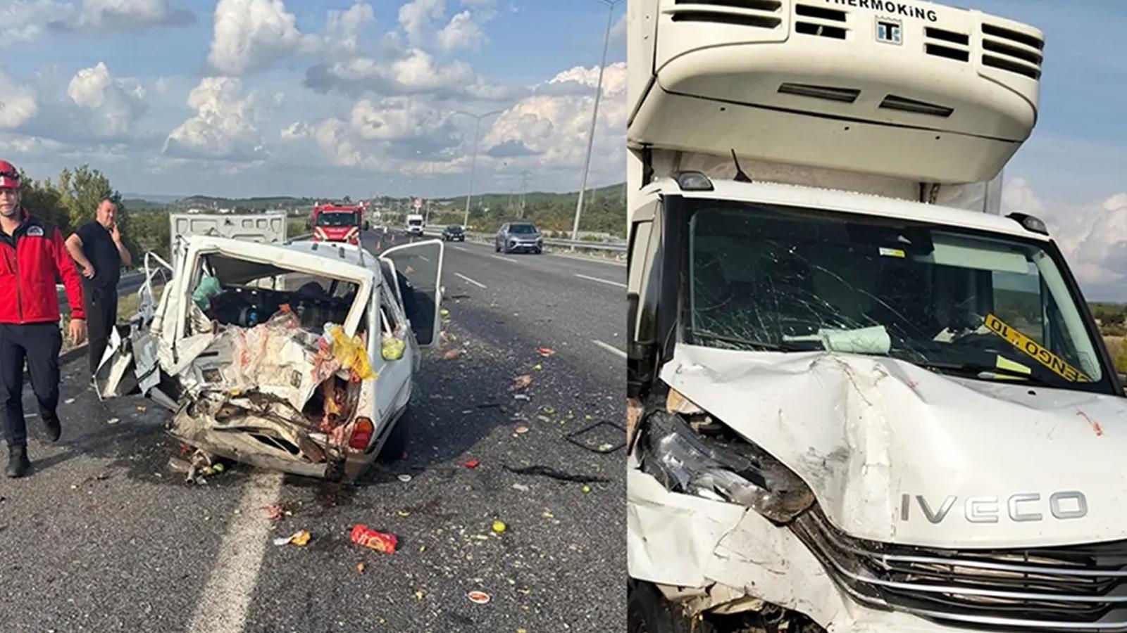 İstanbul-İzmir Otoyolu'nda kamyonet otomobille çarpıştı: 1 ölü, 1 yaralı