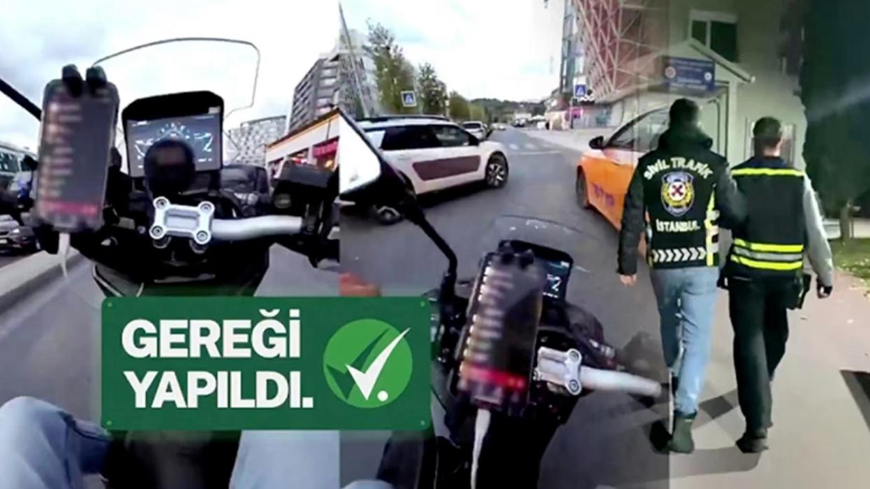 İstanbul'da trafik güvenliğini tehlikeye düşüren motosiklet sürücüsüne ceza