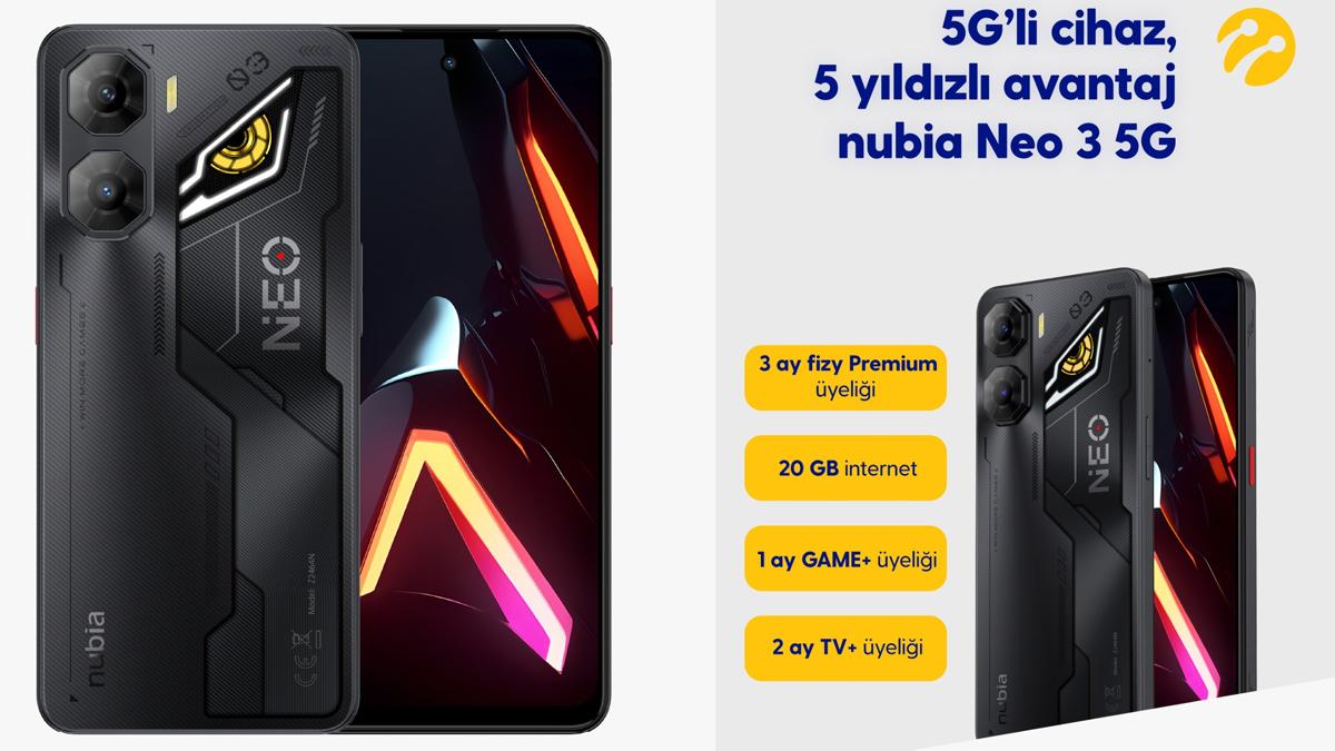 nubia Neo 3 5G, uygun ödeme koşullarıyla yalnızca Turkcell mağazaları ve Pasaj'da
