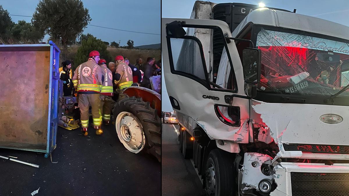 Kamyonun çarptığı traktördeki 2 kişi hayatını kaybetti