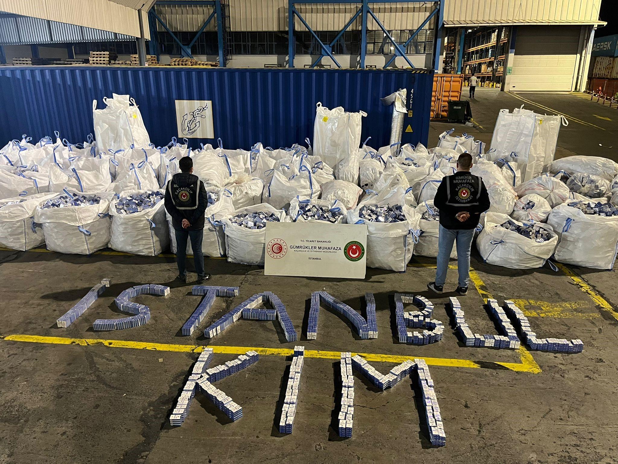 Ambarlı Limanı'nda 94 milyon liralık kaçak sigara operasyonu