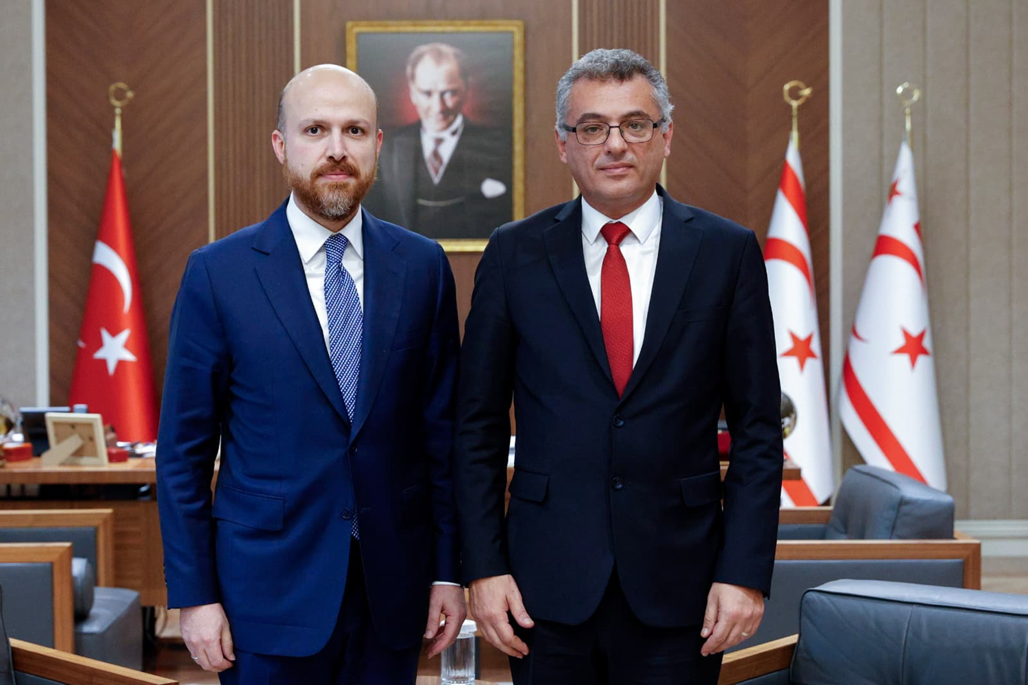 KKTC Cumhurbaşkanı Erhürman, İBTAV Mütevelli Heyeti Üyesi Bilal Erdoğan'ı kabul etti