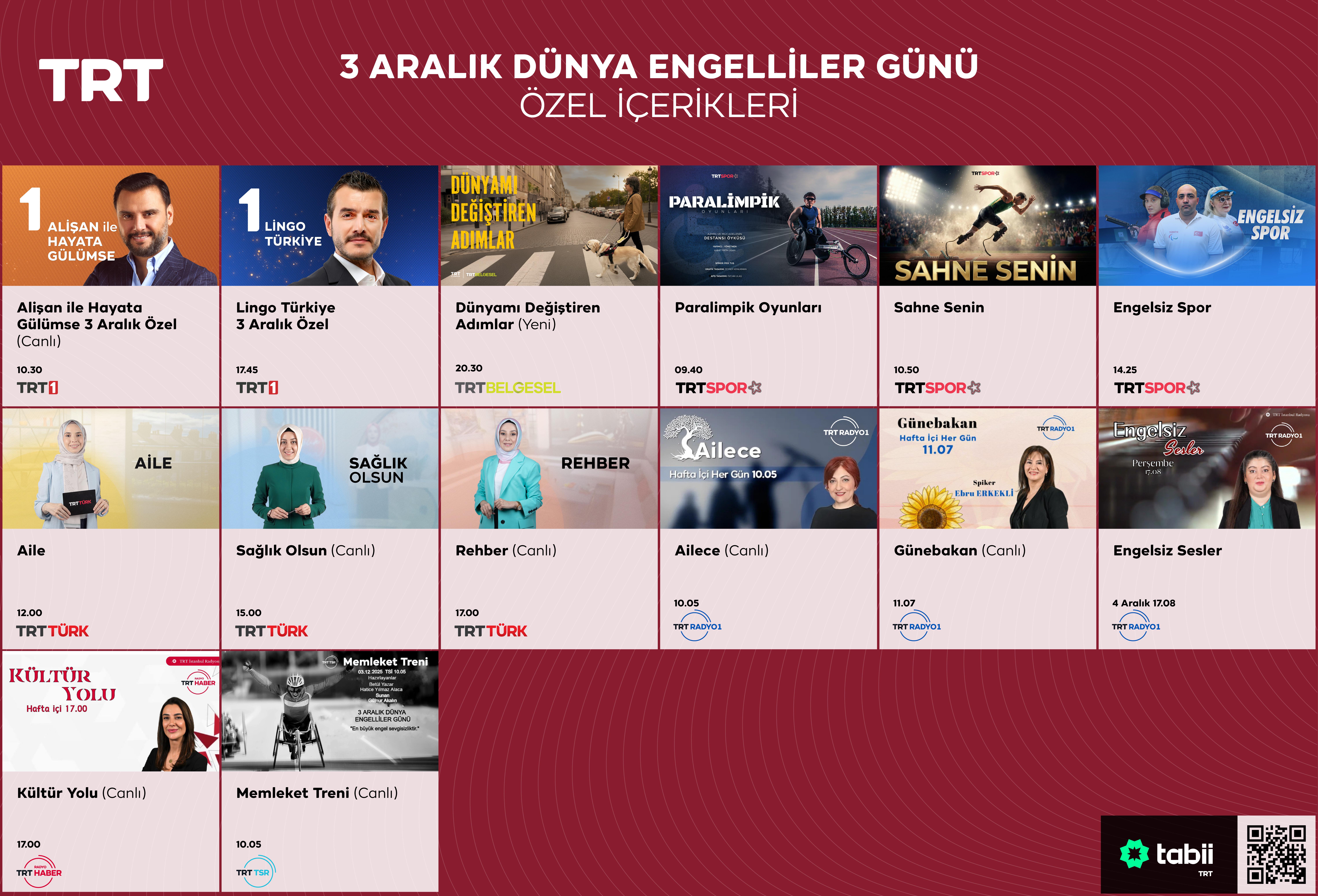 TRT'den 3 Aralık Dünya Engelliler Günü'ne özel yayınlar!