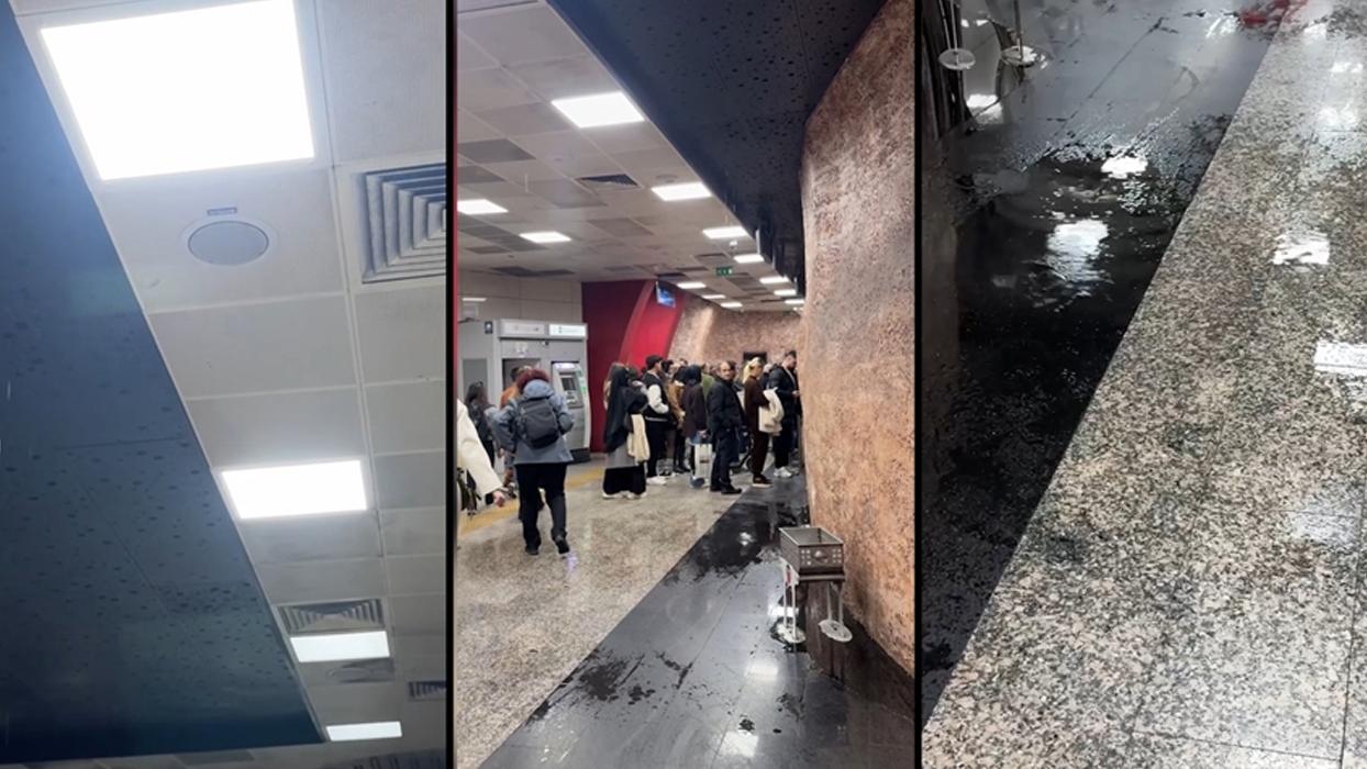 İstanbul'da Vezneciler Metro İstasyonu'nun tavanından su aktı