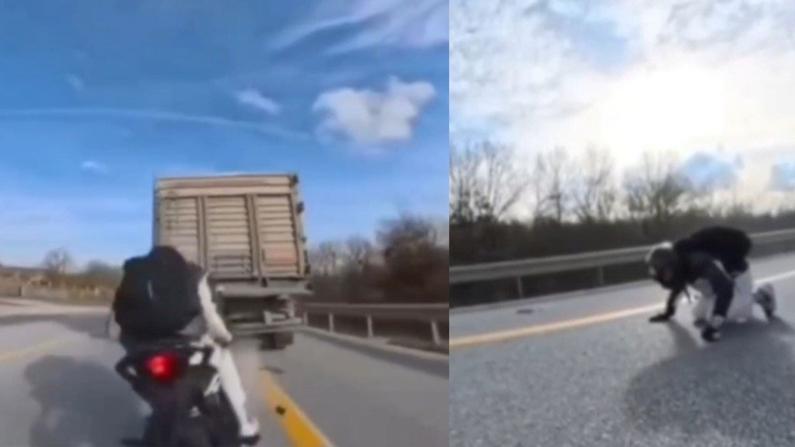 Motosiklet, kamyona arkadan çarptı: 1 yaralı