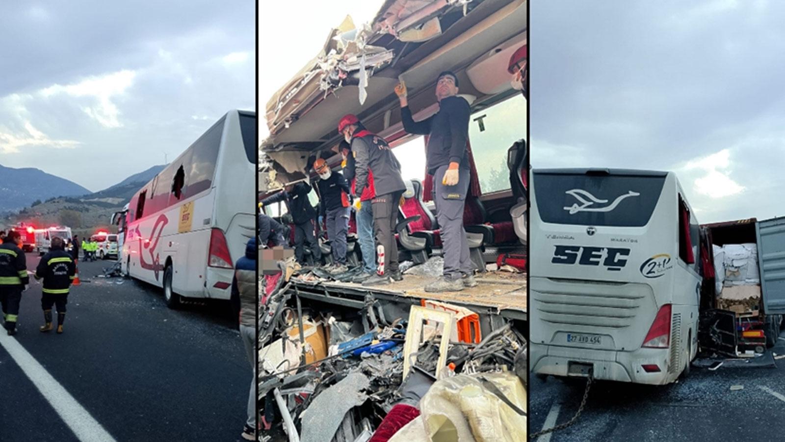 Osmaniye'de yolcu otobüsünün tıra çarptığı kazada 7 kişi öldü, 11 kişi yaralandı