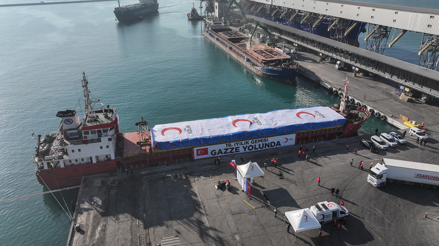 Kızılay'ın 19. Gazze ''İyilik Gemisi'' dualarla yola çıktı