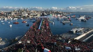 İstanbul'da büyük Gazze yürüyüşü! Yüzbinler Galata Köprüsü'nde buluşuyor
