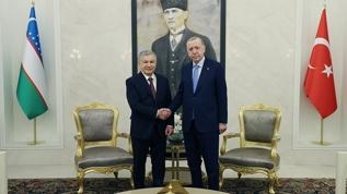 Özbekistan Cumhurbaşkanı, Ankara'da... Cumhurbaşkanı Erdoğan ile bir araya geldi