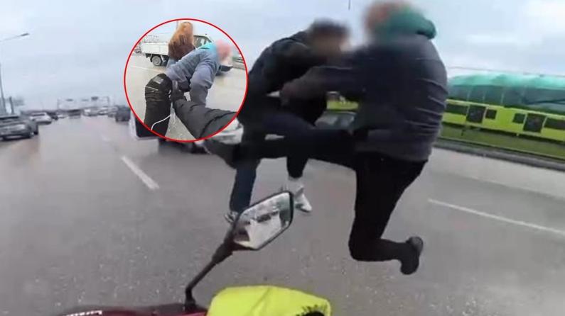 Trafik bir anda ringe dönmüştü: Uçan tekmeli yol verme kavgasının bedeli ağır oldu