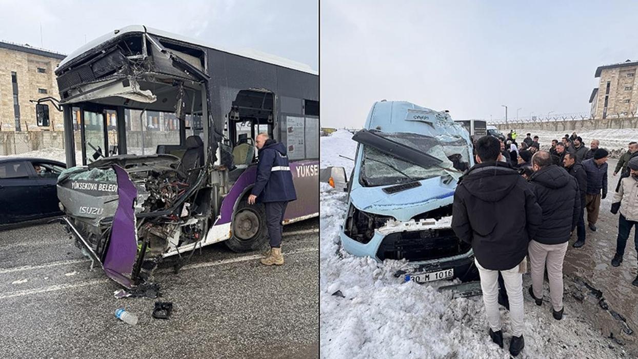 Hakkari'de feci kaza! Otobüs ile minibüsün çarpıştı: Çok sayıda yaralı var