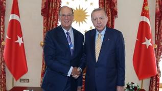 Cumhurbaşkanı Erdoğan, WEF Başkanı Fink'i kabul etti