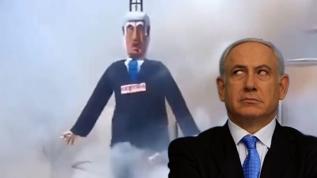 7 metrelik Netanyahu kuklası alkışlarla yakıldı!