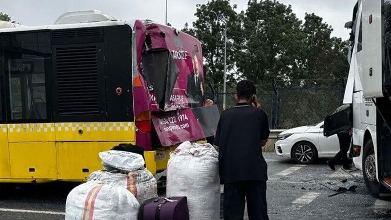 Başakşehir'de İETT otobüsü ve yolcu otobüsünün karıştığı kazada 4 kişi yaralandı