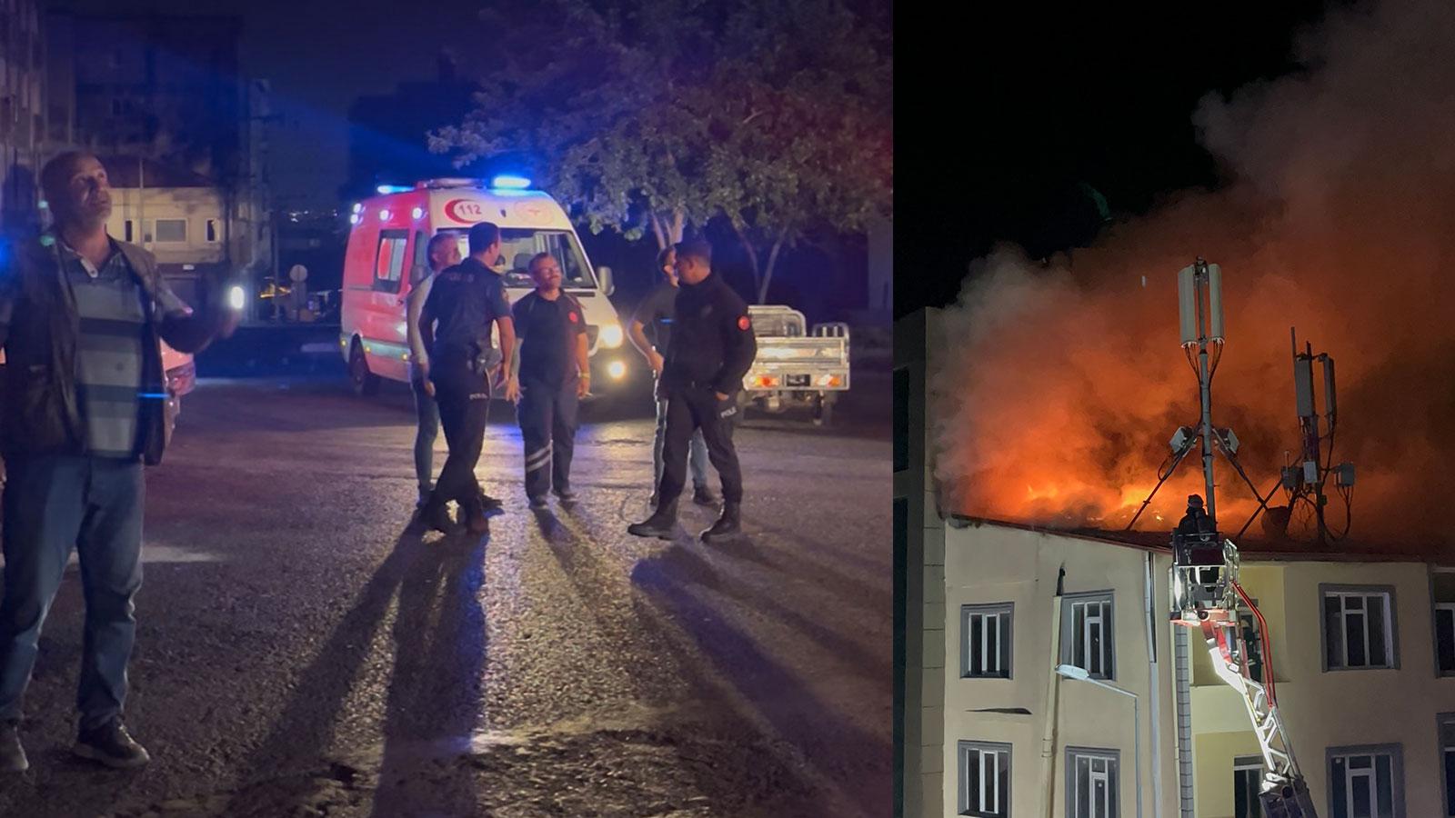 Tekirdağ'da çatı yangını: Alevler geceyi aydınlattı