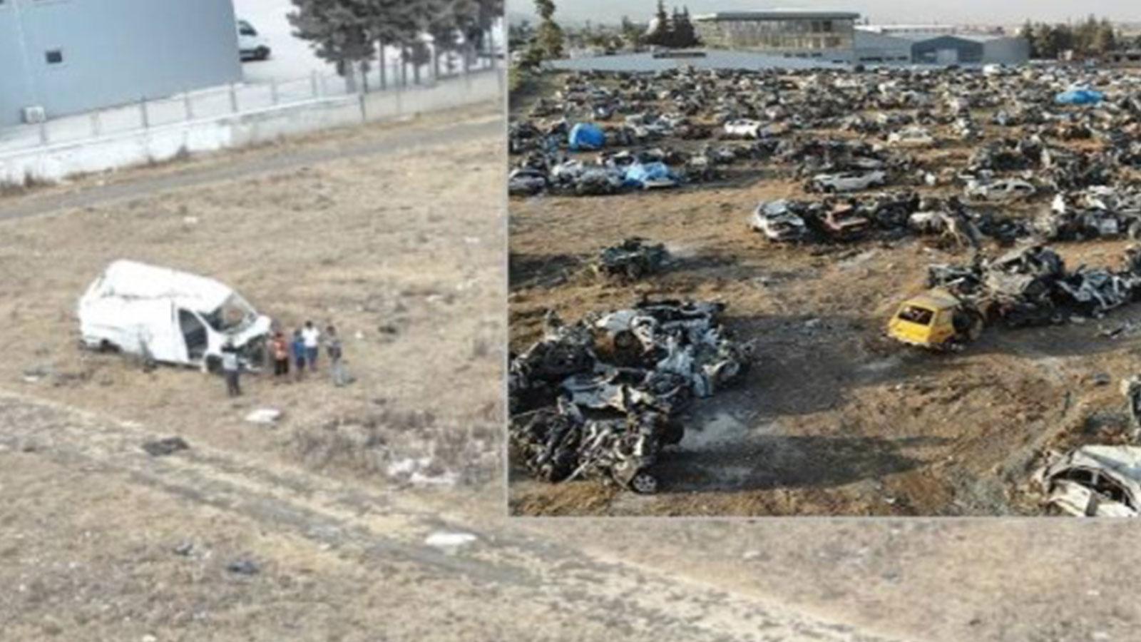 Hatay'da enkaz altından kurtarılan yüzlerce araç arasından sağ kalan tek minibüs!