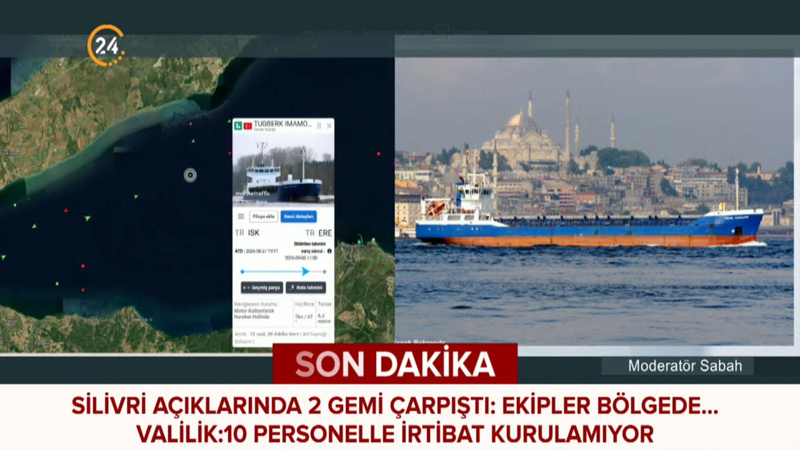 Silivri açıklarında Türk bayraklı iki gemi çarpıştı, 10 kişi kayıp!