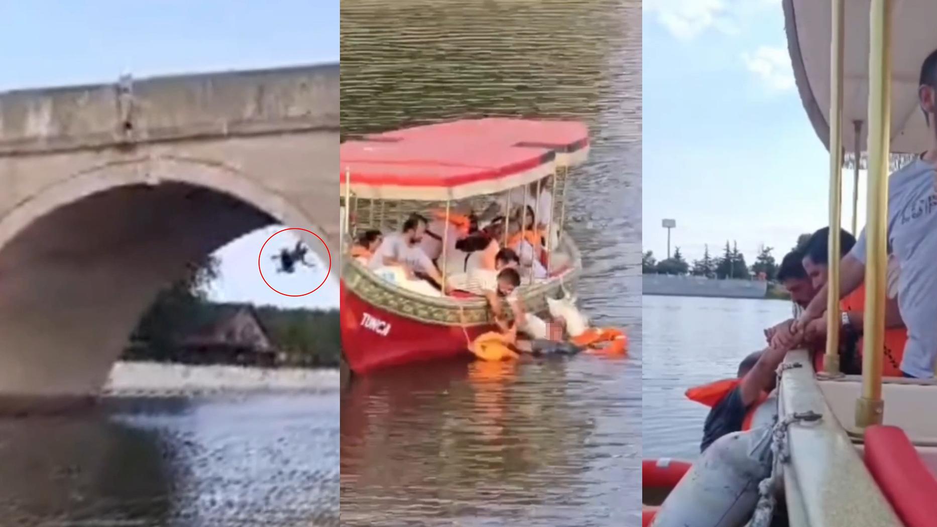 Meriç Nehri'nde panik anları: Suya düşen vatandaşı gezi teknesi kurtardı