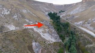 A closer look reveals a striking church carved into the valley's rocks