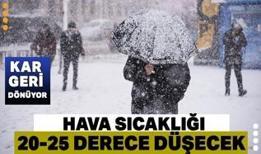 Kar geri dönüyor! Sıcaklıklar 20-25 derece düşecek