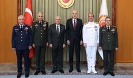 Gündem "Terörsüz Türkiye" TBMM Başkanı Kurtulmuş, Bakan Güler ve TSK komuta kademesini kabul etti