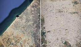 Katil İsrail'in Gazze'deki ağır tahribatı uydu görüntülerine yansıdı